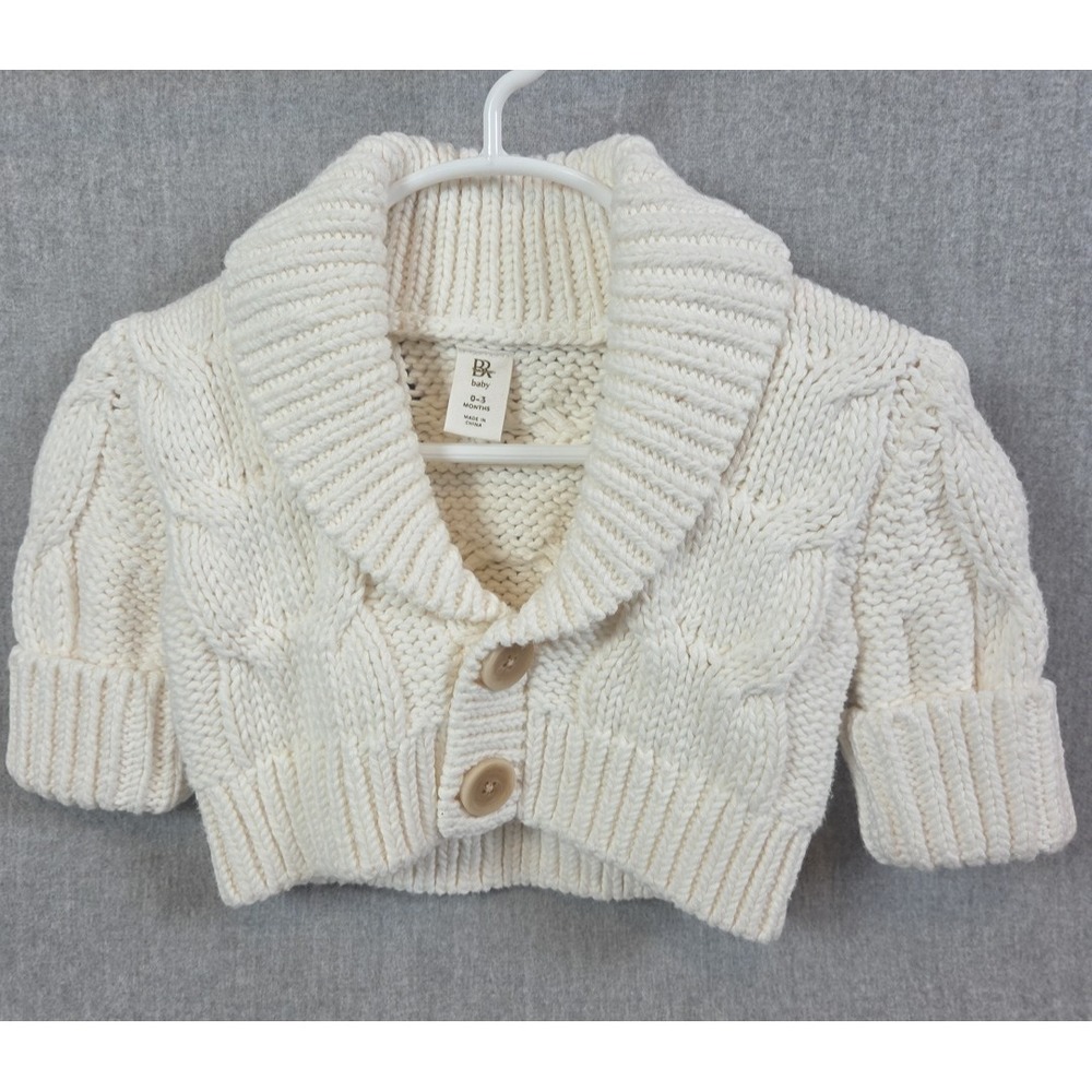 Banana Republic Cable Knit Chunky Cardigan Shawl Sweater Baby 0-3 Mos‎ Fisherman